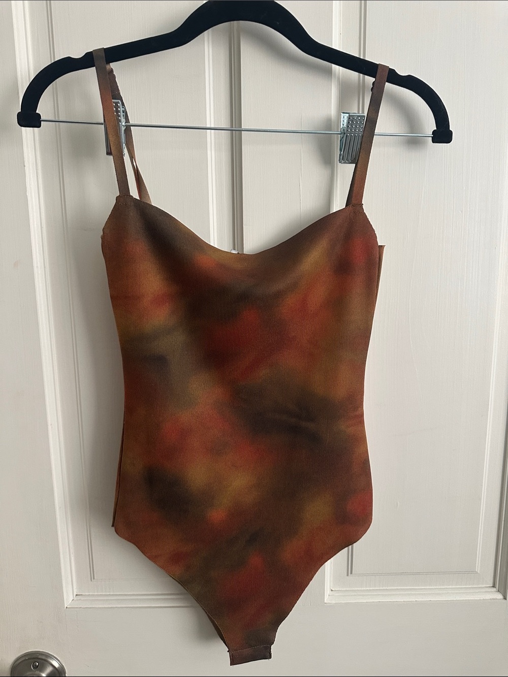 New Zara Brown Multi-Tone Tie-Dye One-Piece Bodysuit